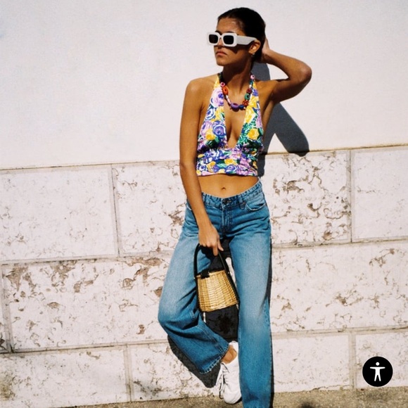 BNWT Zara Purple Floral Print Crop Top - Picture 14 of 14